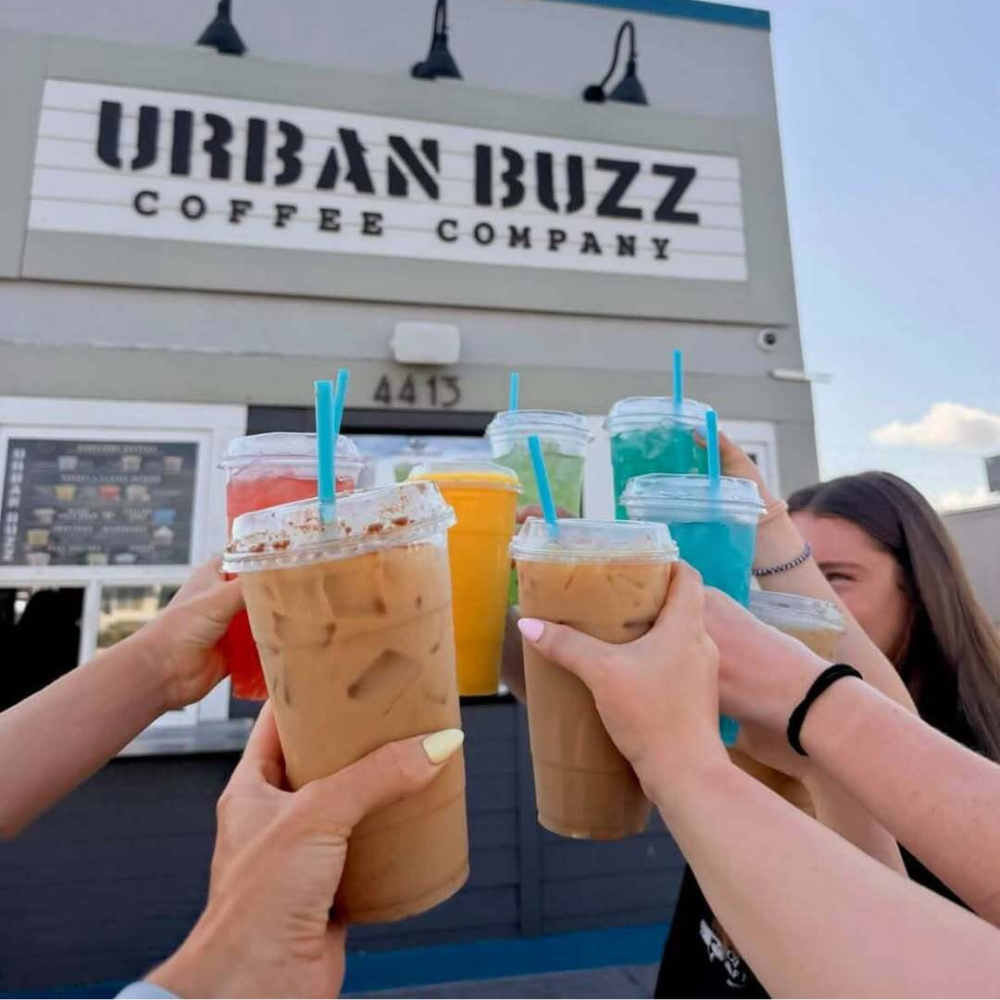 Urban buzz coffee company showing  flavors - image with text 